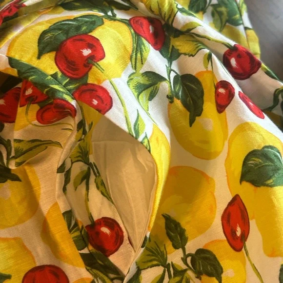 Boden Clara Linen Blend Shirtdress Lemon Cherry Fruit Print NWT Rare US10 UK14 - Picture 9 of 11
